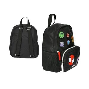 Marvel Spider-Man Black Mini Backpack with Themed Patches